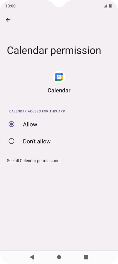 Press the required setting.