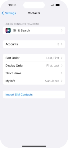 Press Import SIM Contacts.