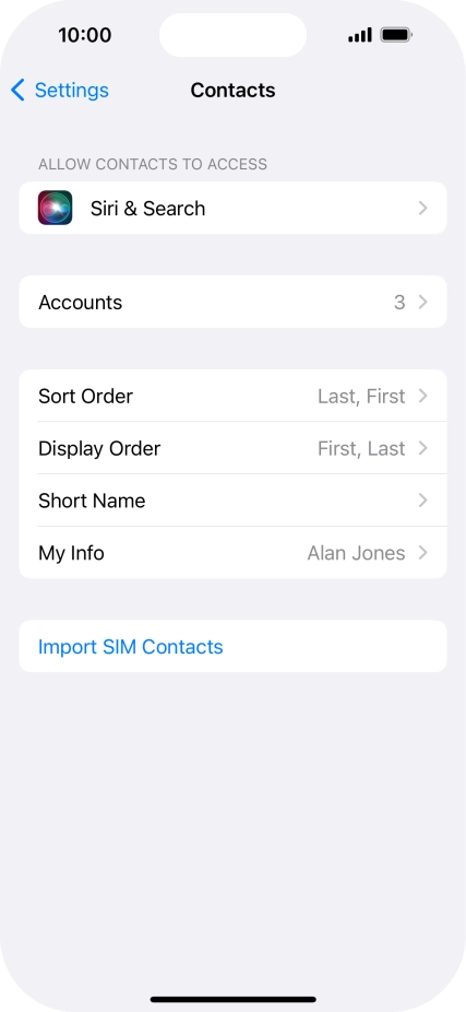 Press Import SIM Contacts.