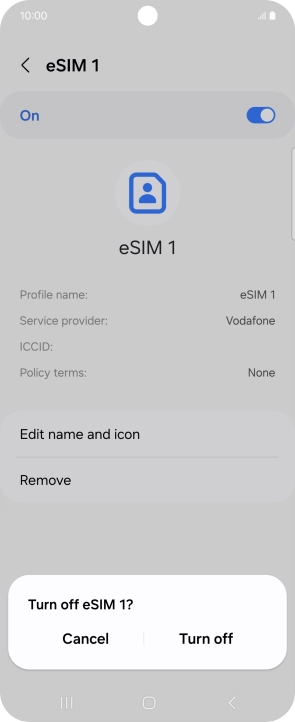 If you turn off use of the price plan, press Turn off.
