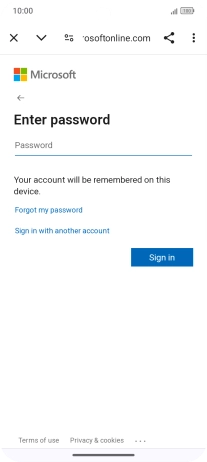 Press Password and key in the password for your email account.