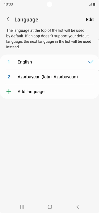 To subsequently select another language as the default language, press the required language.