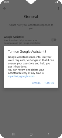 If you turn on the function, press TURN ON.