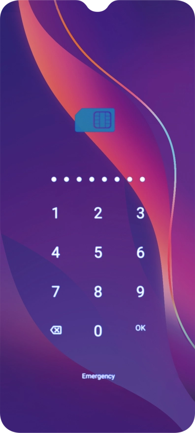 Key in the PUK and press OK.