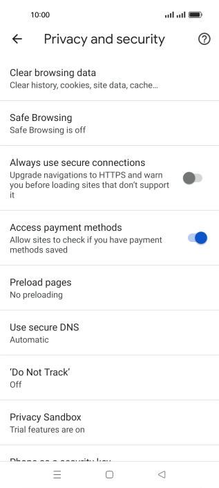Press Clear browsing data.