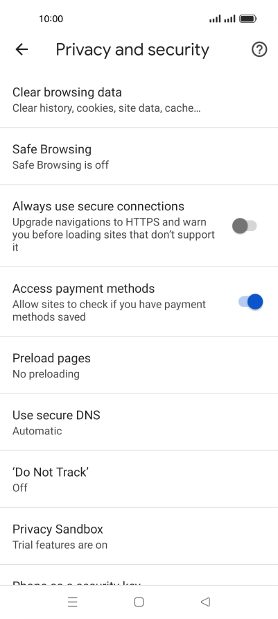Press Clear browsing data.