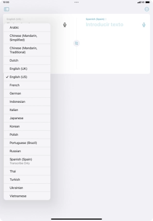 Press the required source language.