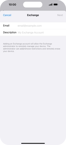 Press Email and key in your email address.