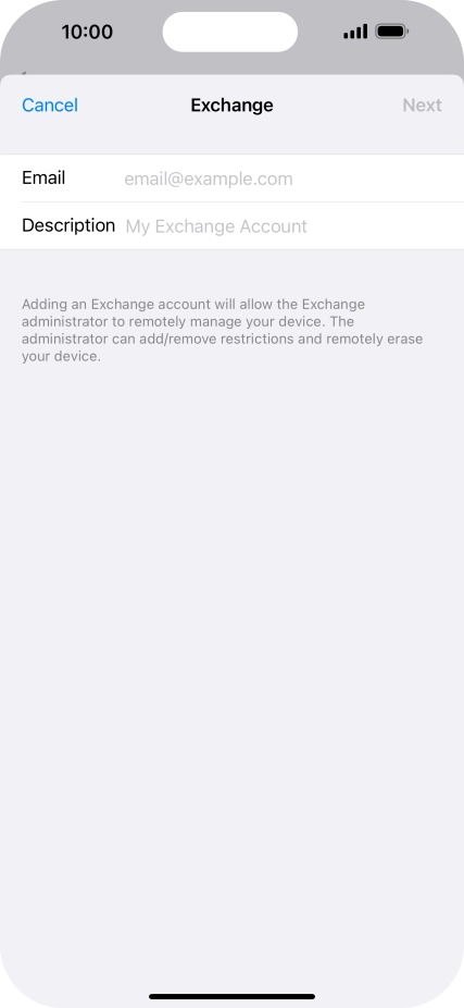 Press Email and key in your email address.