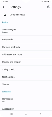 Press Privacy and security.