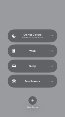 Press the required focus mode to activate or deactivate it immediately.