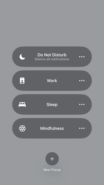 Press the required focus mode to activate or deactivate it immediately.