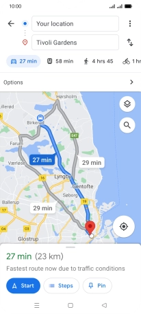 Press the required mode of transportation.