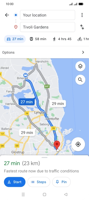 Press the required mode of transportation.