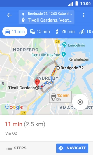 Press the required mode of transportation.