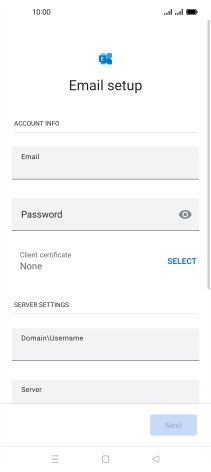 Press Password and key in the password for your email account. Press Password and key in the password for your email account.