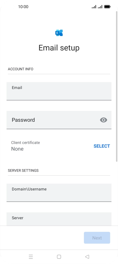 Press Password and key in the password for your email account. Press Password and key in the password for your email account.