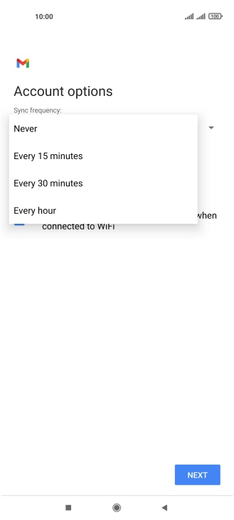 Press the required setting.