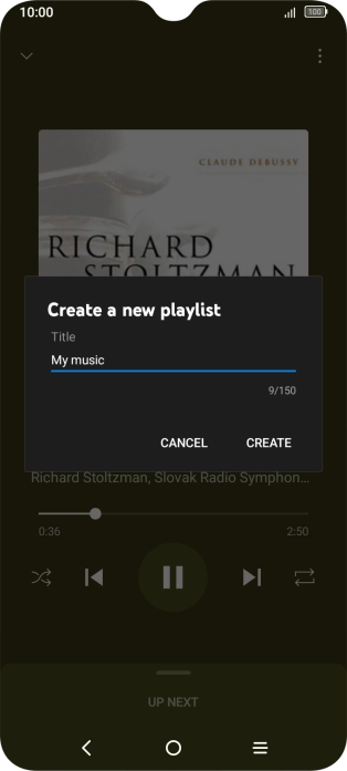 Key in a name for the playlist and press CREATE.