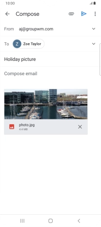 Press the text input field and write the text for your email message.