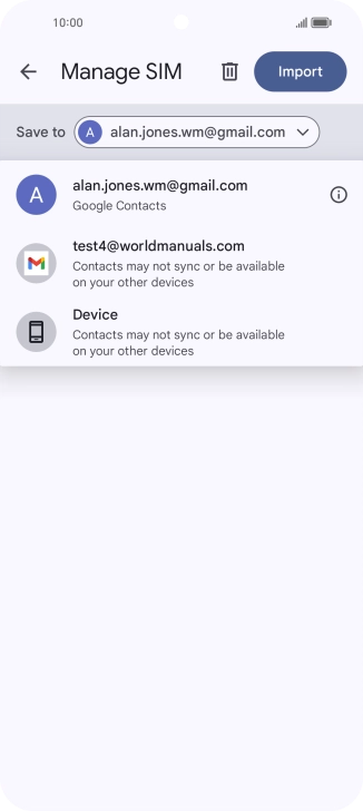 Press the required Google account.