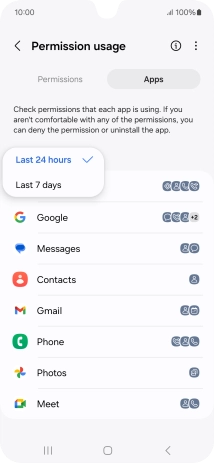 Press the required setting.
