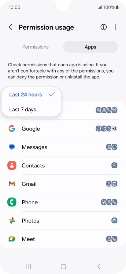 Press the required setting.