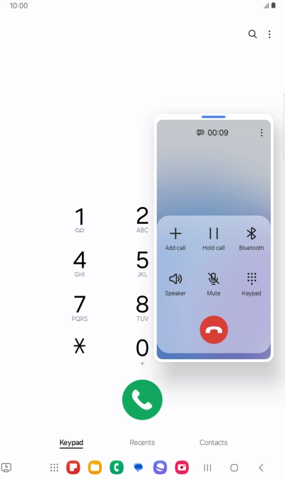 Press the end call icon.