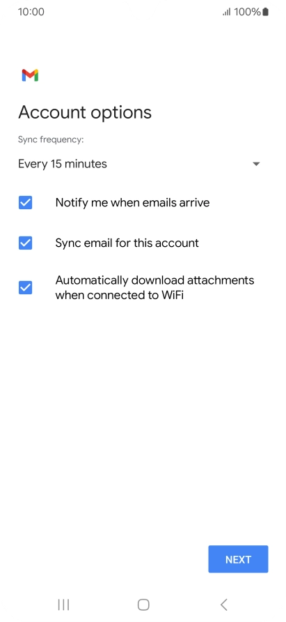 If this screen is displayed, you email account has been recognised and set up automatically. Follow the instructions on the screen to key in more information and finish setting up your phone.