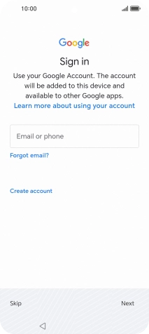 Press Email or phone and key in the username for your Google account.