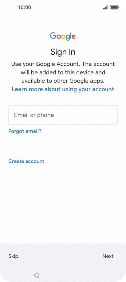 Press Email or phone and key in the username for your Google account.