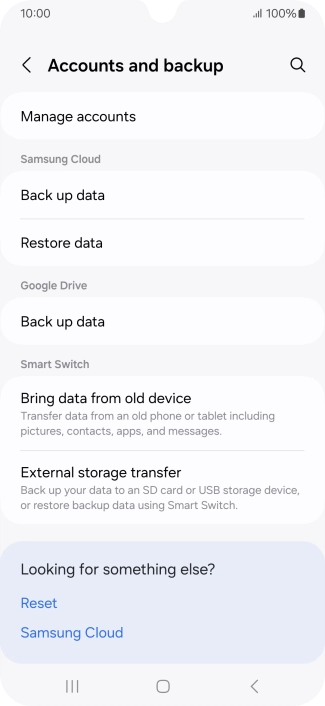 Press Manage accounts. Press Manage accounts.