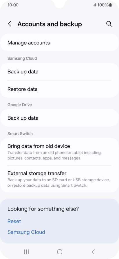 Press Manage accounts. Press Manage accounts.
