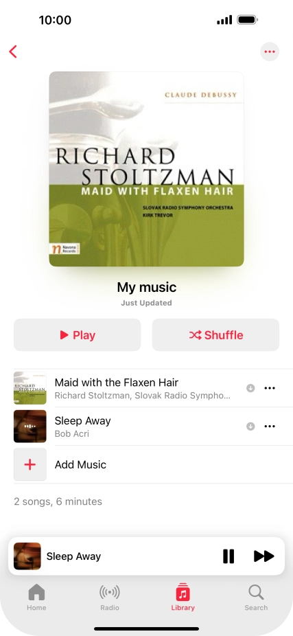 Press the song title. Press the song title.