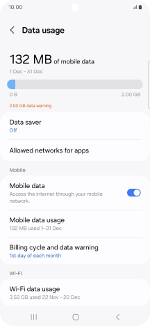 The total data usage is displayed.