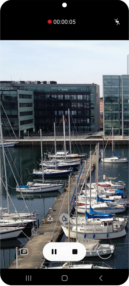 Press the stop icon to stop recording.