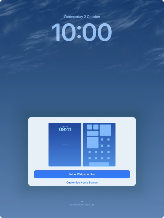To use the same colour theme on the home screen, press Set as Wallpaper Pair. To use the same colour theme on the home screen, press Set as Wallpaper Pair.