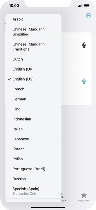 Press the required source language.
