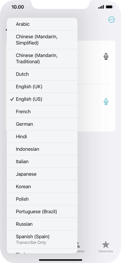 Press the required source language.