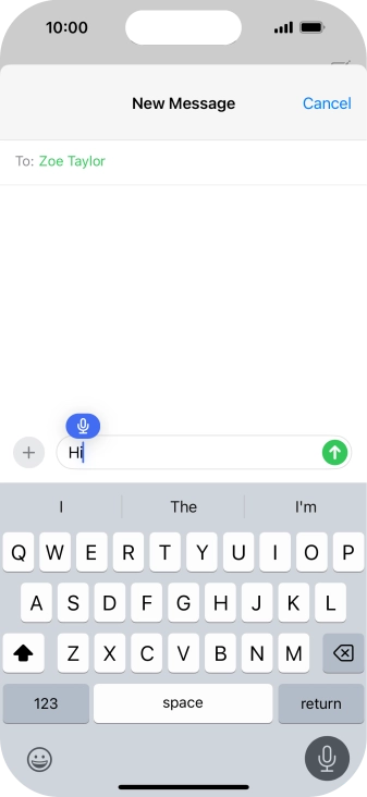 Press the microphone icon to end dictation.