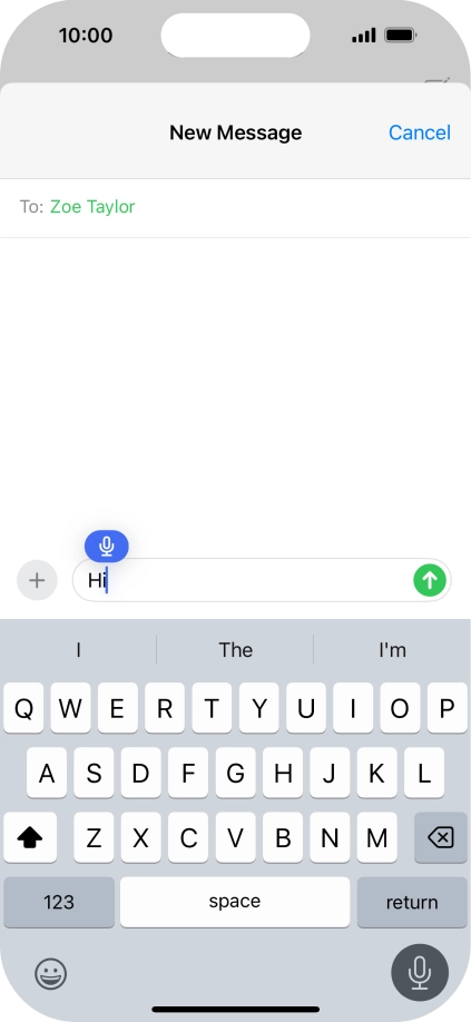 Press the microphone icon to end dictation.