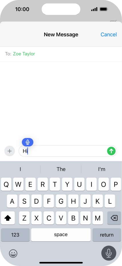 Press the microphone icon to end dictation.