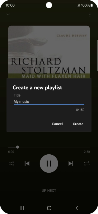 Key in a name for the playlist and press Create.
