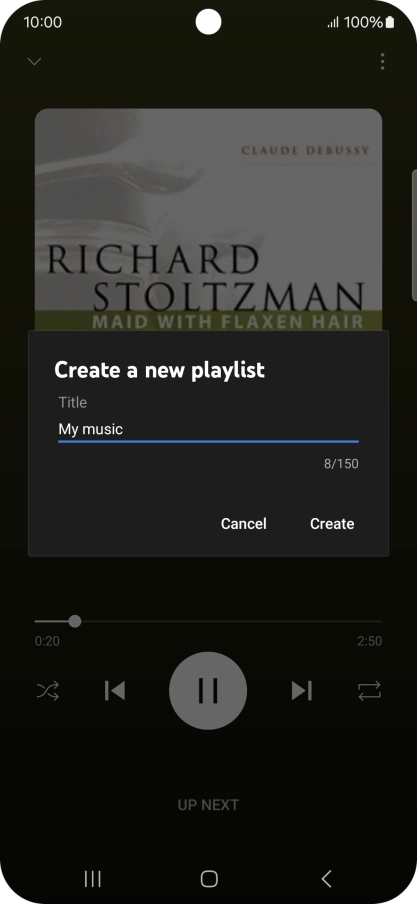 Key in a name for the playlist and press Create.