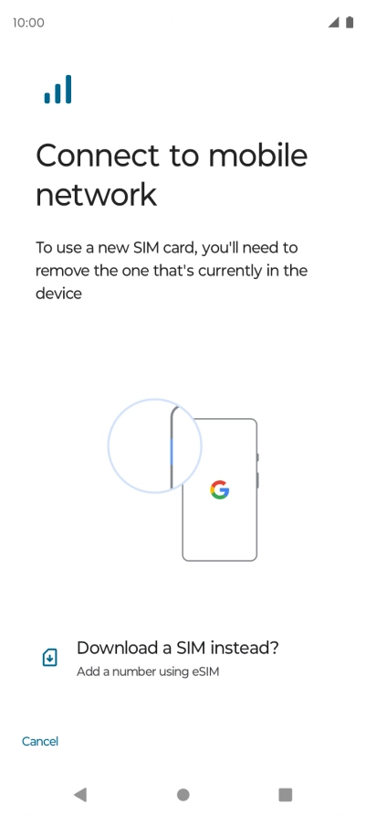 Press Download a SIM instead?.