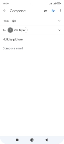 Press the text input field and write the text for your email message.