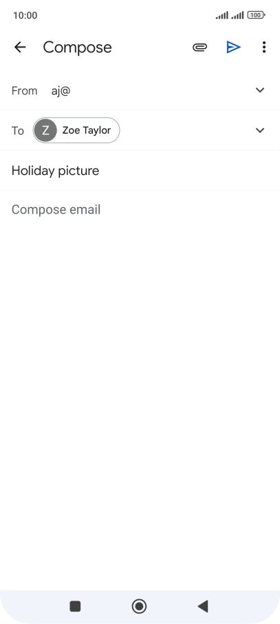 Press the text input field and write the text for your email message.
