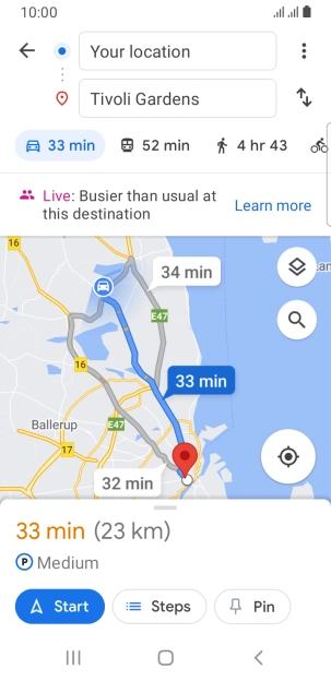 Press the required mode of transportation.