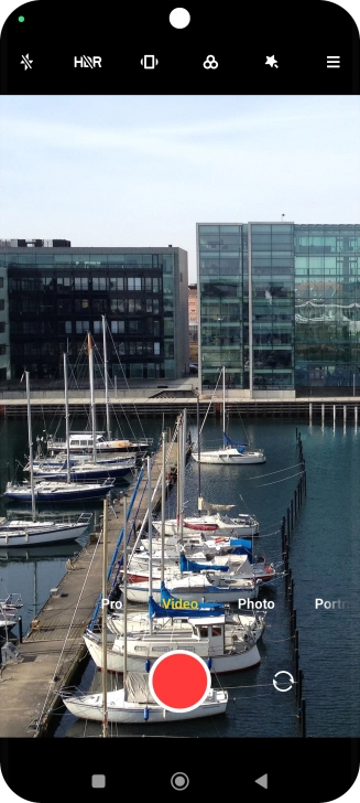 Press the video light icon.