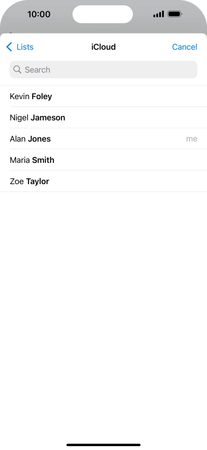 Press the required contact.